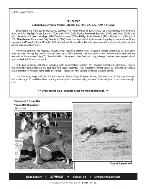 BCOA Bulletin January-February-March 2007 - the Basenji Club of ...