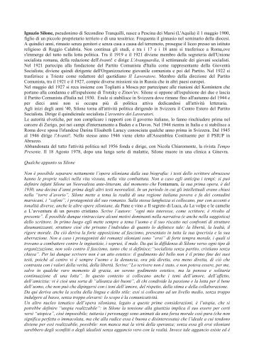 Ignazio Silone, pseudonimo di Secondino Tranquilli, nasce a ...