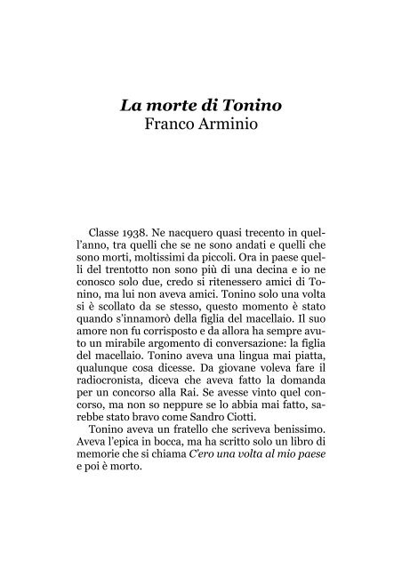 La morte di Tonino Franco Arminio - Il primo amore