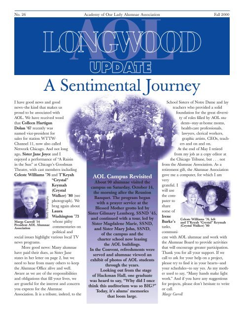 A Sentimental Journey - Academy of Our Lady Alumnae Association