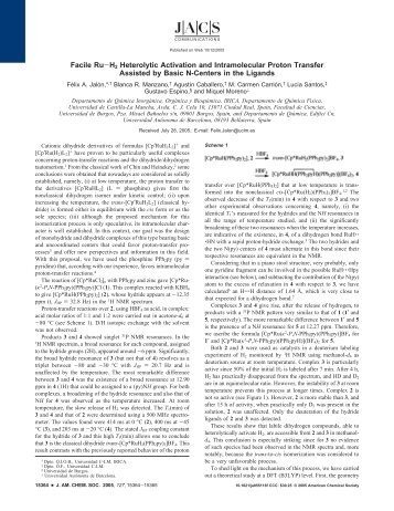 Facile Ru-H2 Heterolytic Activation and Intramolecular Proton ...