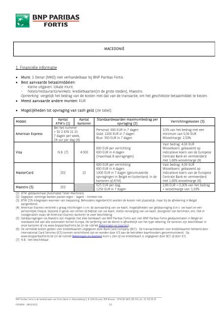 Macedonië - BNP Paribas Fortis