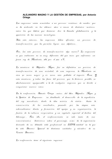 ALEJANDRO MAGNO Y LA GESTIÓN DE EMPRESAS, por Antonio ...