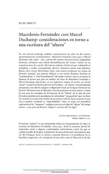 Macedonio Fernández cum Marcel Duchamp - escrituras americanas