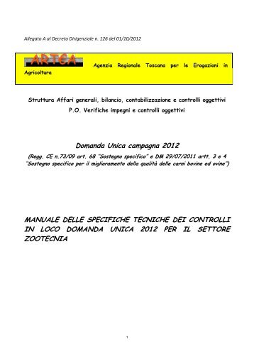 Allegato A) Manuale Specifiche Tecniche Controlli ... - Artea Toscana