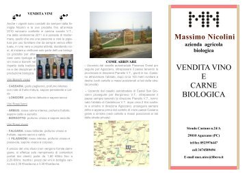 vendita vino e carne biologica - Azienda Agricola Massimo Nicolini