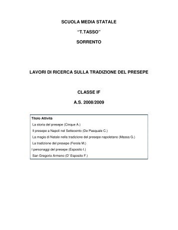 La tradizione del presepe napoletano - Scuolastataletasso.It