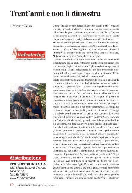 Ristorazione & Catering - Nr 15/2013 - Maggio - Giugno