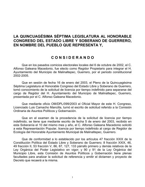 la quincuagésima séptima legislatura al honorable congreso del ...