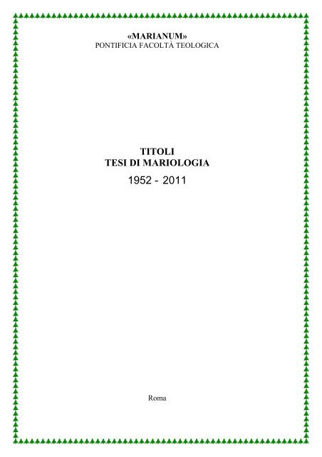 TITOLI TESI DI MARIOLOGIA - Marianum
