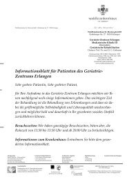 Informationsblatt - Waldkrankenhaus St. Marien in Erlangen