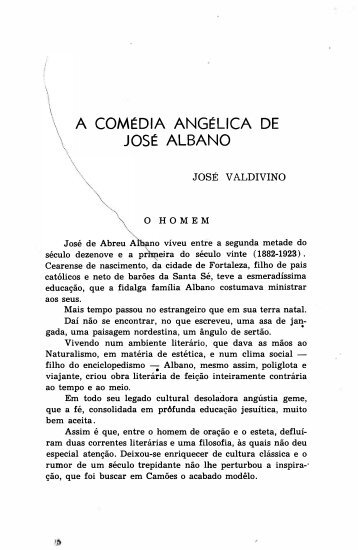 A COMÉDIA ANGÉLICA DE JOSÉ ALBANO