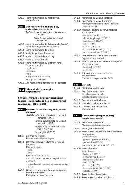 01 Anumite boli infectioase si parazitare