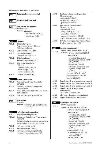 01 Anumite boli infectioase si parazitare