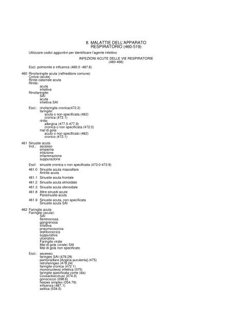 1. MALATTIE INFETTIVE E PARASSITARIE (001-139)