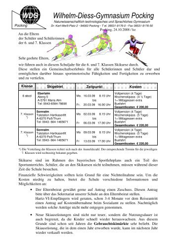 Skikurs 6. und 7. Klassen - Wilhelm-Diess-Gymnasium Pocking