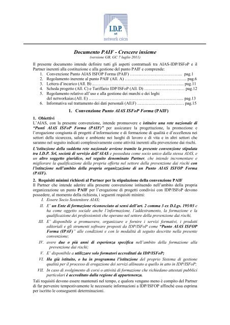 Dichiarazione d'interesse a istituire il Punto AIAS ISFoP Forma (PAIF)