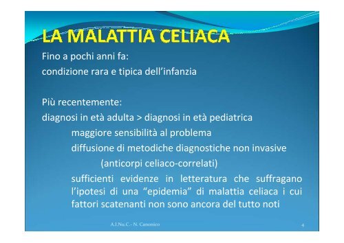 DIAGNOSI DI MALATTIA CELIACA