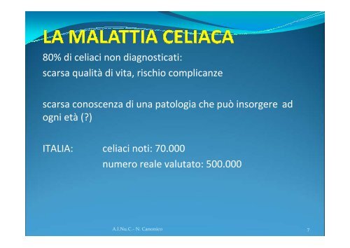 DIAGNOSI DI MALATTIA CELIACA