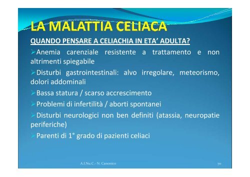 DIAGNOSI DI MALATTIA CELIACA