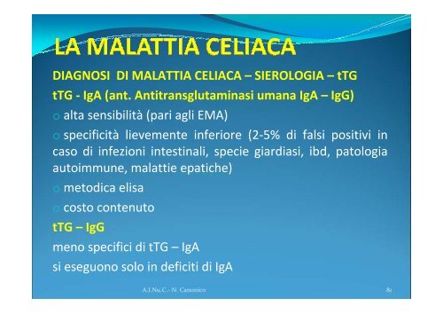 DIAGNOSI DI MALATTIA CELIACA