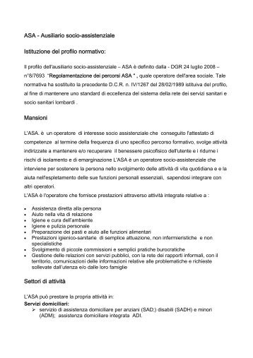 ASA - Ausiliario socio-assistenziale - Scuola San Vincenzo