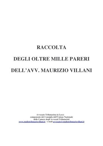 raccolta degli oltre 1000 Pareri dell'Avv. Villani - Studio Legale ...