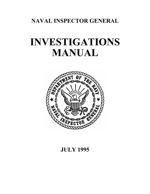 INVESTIGATIONS MANUAL - Naval Inspector General - U.S. Navy