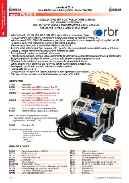 Analizzatori di combustione Strumenti professionali ... - NORDEST Srl