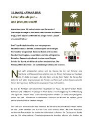 10 JAHRE HAVANA BAR Lebensfreude pur – und jetzt erst recht!