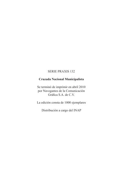 SERIE PRAXIS 132 Cruzada Nacional Municipalista - Instituto ...