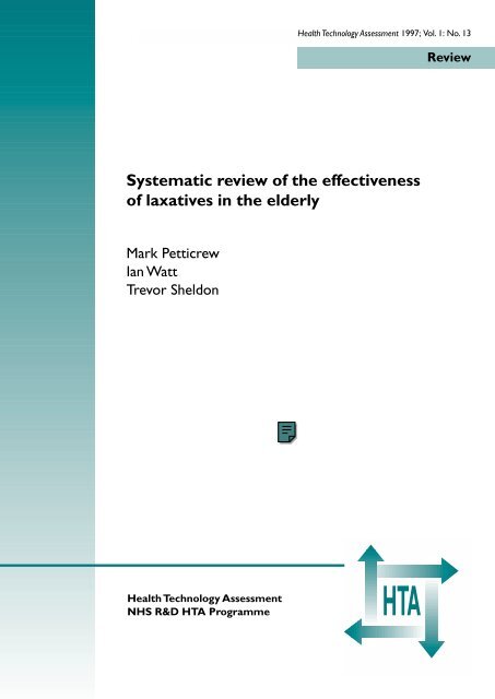 Effectiveness of Laxatives in the Elderly - NIHR Health Technology ...