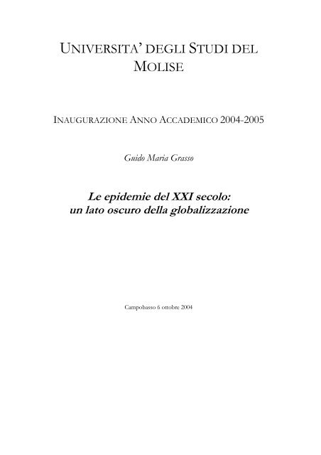 Prolusione Prof. Guido Grasso - Università degli Studi del Molise