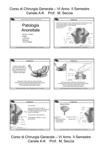 Patologia Anorettale - Chirurgia d'urgenza e generale