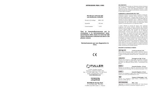 ISTRUZIONI PER L'USO - Fuller Laboratories