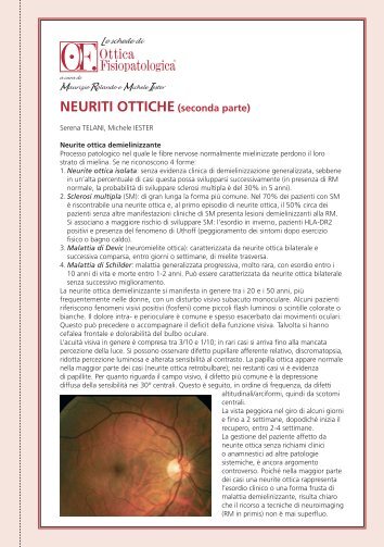 NEURITI OTTICHE (seconda parte) - Ottica Fisiopatologica