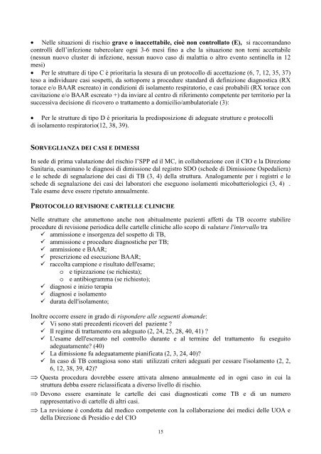 Raccomandazioni per la prevenzione della Tubercolosi tra i