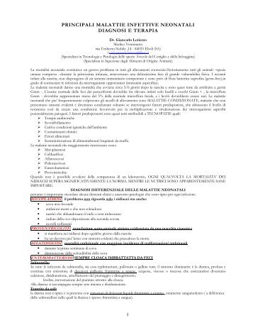PRINCIPALI MALATTIE INFETTIVE NEONATALI DIAGNOSI E TERAPIA ...