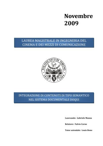 laurea magistrale in ingegneria del cinema e dei mezzi di ...