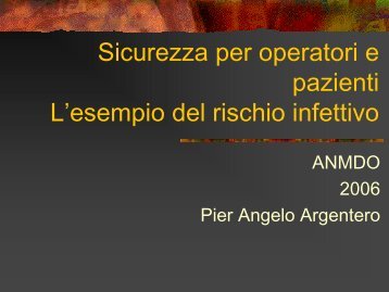 L'esempio del rischio infettivo - Azienda USL Valle d'Aosta