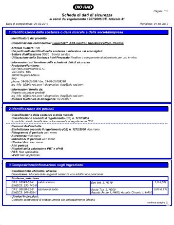 Scheda di dati di sicurezza - Bio-Rad