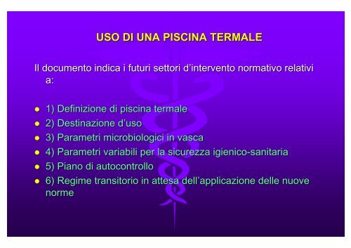 linee guida per la sicurezza igienico-sanitaria delle piscine termali