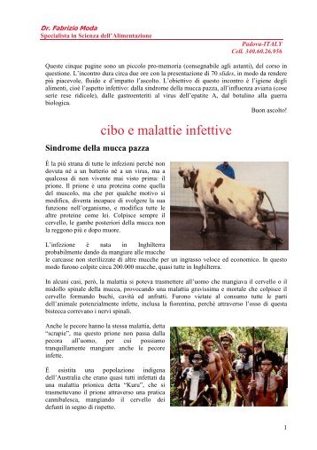 Cibo e malattie infettive - Dieta della salute