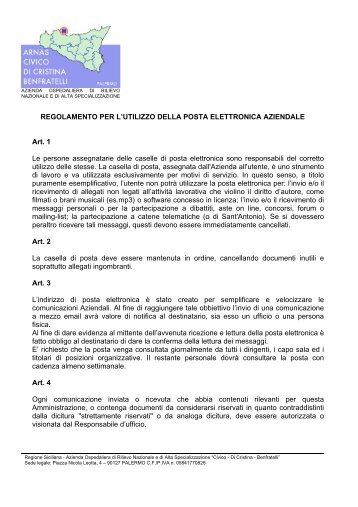 Regolamento posta elettronica.pdf - Ospedale Civico Palermo