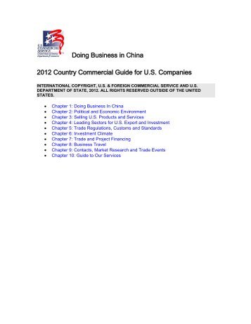 Doing Business in China - Export.gov