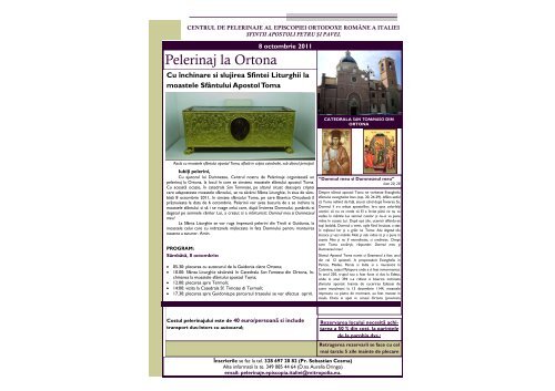 Pelerinaj la Ortona - Episcopia Ortodoxă Română a Italiei