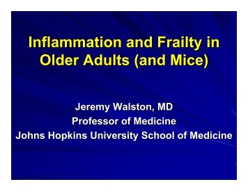 Inflammation and Frailty in Older Adults - Longevity Consortium