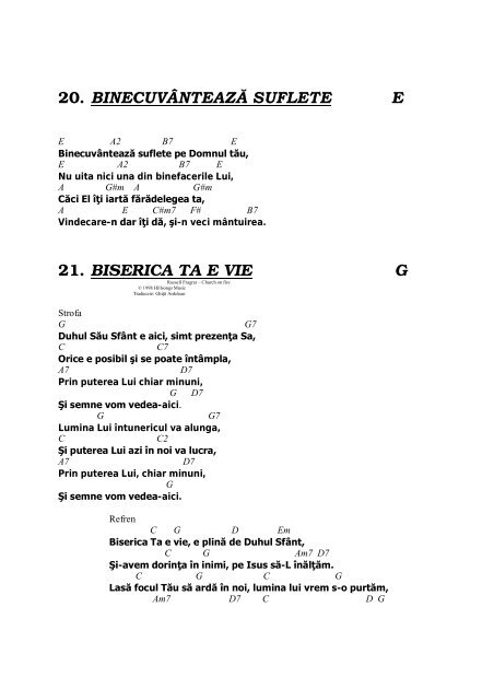 CÂNTECE DE LAUDĂ - Biserici Charismatice din Romania