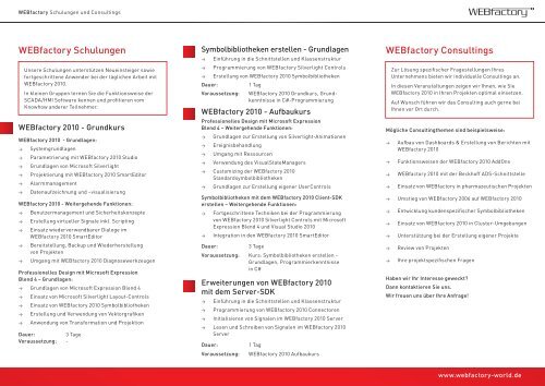 WEBfactory Schulungen und Consultings - WEBfactory GmbH