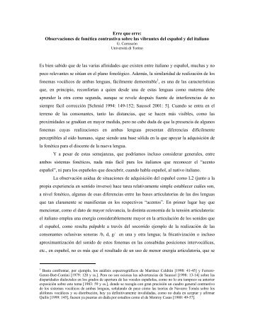 Erre que erre: Observaciones de fonética contrastiva sobre las ... - CISI